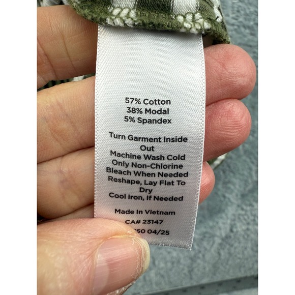 Talbots Petite Striped Ribbed Long Sleeve Top Womens XLP Olive Green White - Picture 7 of 8